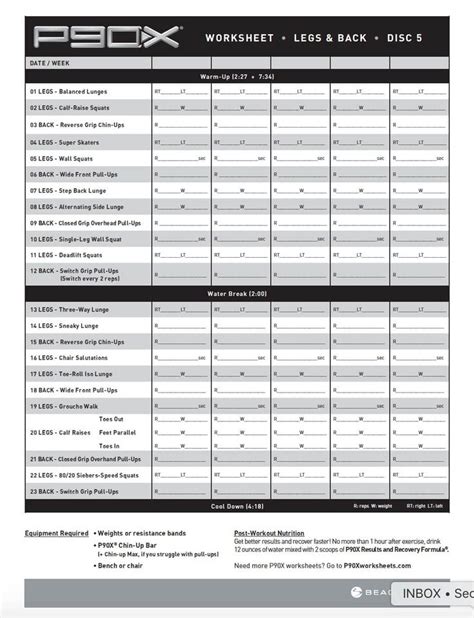 P90X goal setting worksheet