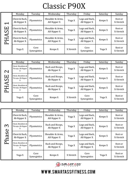 P90X Printable Workout Schedule