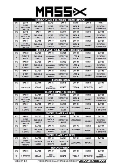 P90X Workout Schedule Calendar