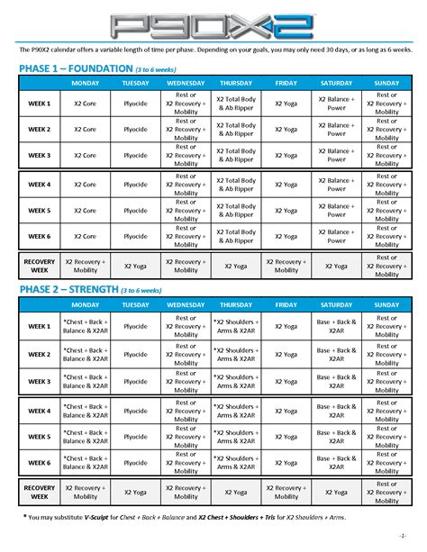 P90X Workout Schedule Example