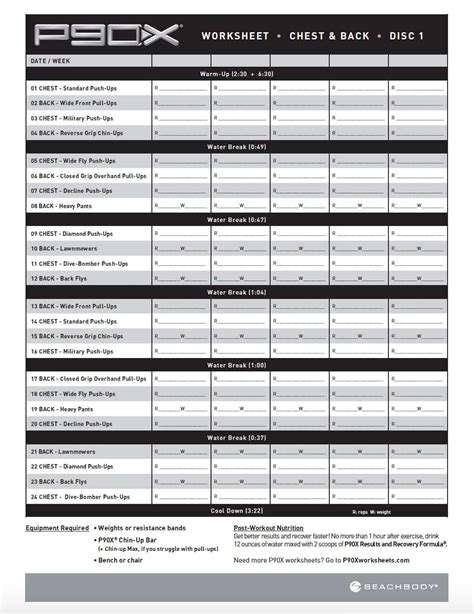 P90X Workout Schedule PDF