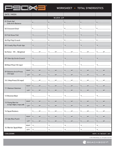 P90X worksheet 2