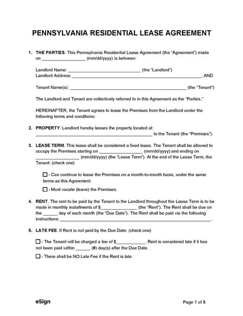 PA Lease Agreement