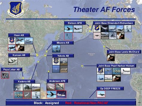 Map of major Air Force bases in the Pacific