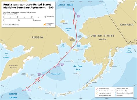 Map showing the distance between the US and Russia across the Pacific Ocean