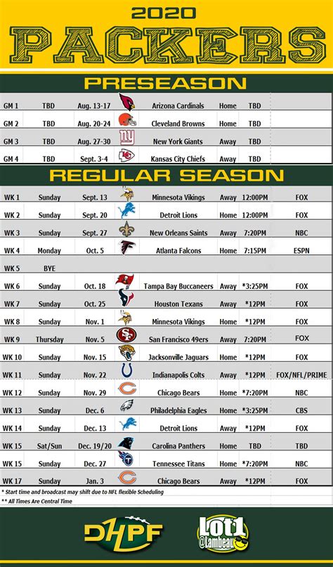 Packers Schedule Download