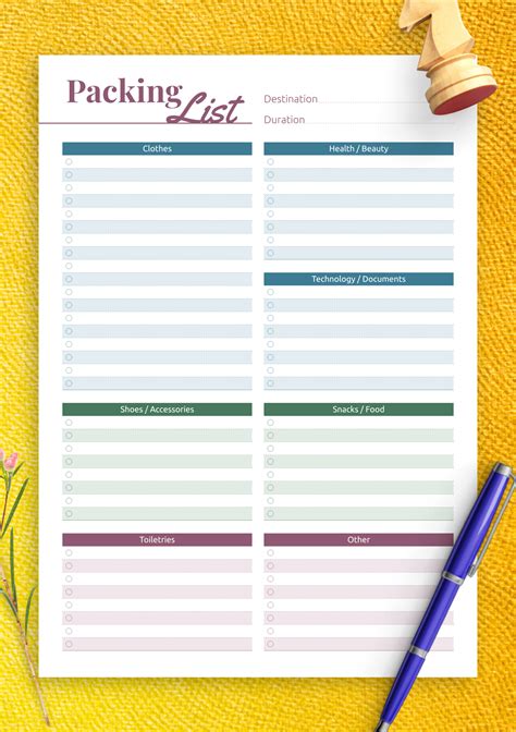 Packing List Template