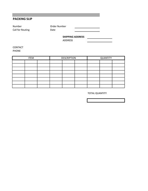 packing slip format excel template