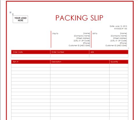 Packing Slip Template 9