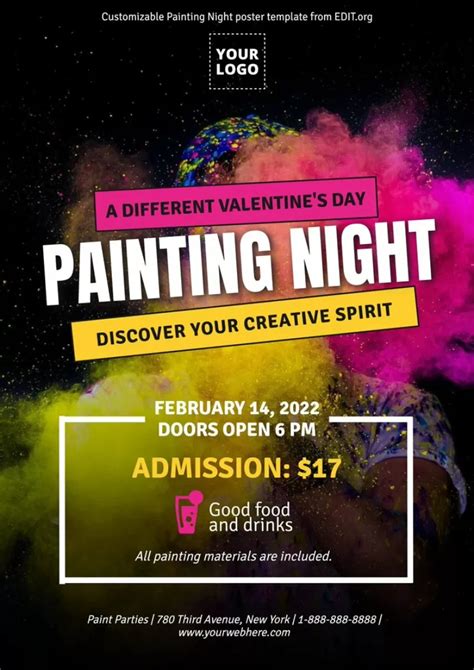 Paint and Sip Night Flyer Design Example 2