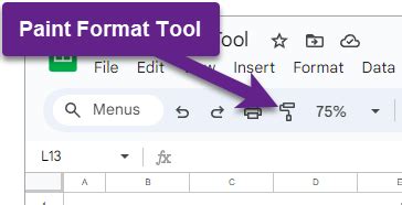 Paint Format tool in Google Spreadsheets