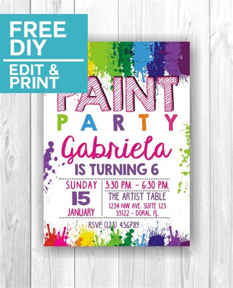 Paint Party Invitation Template 3