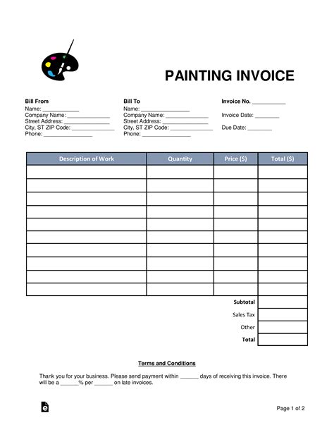 Painter Invoice Template Example Example