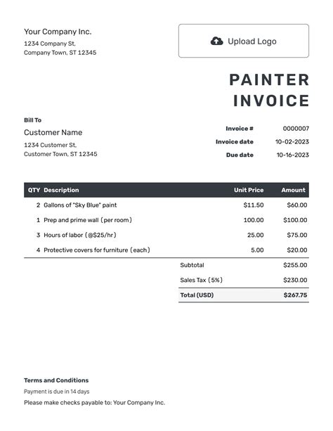 Painter Invoice Template Google Docs Example