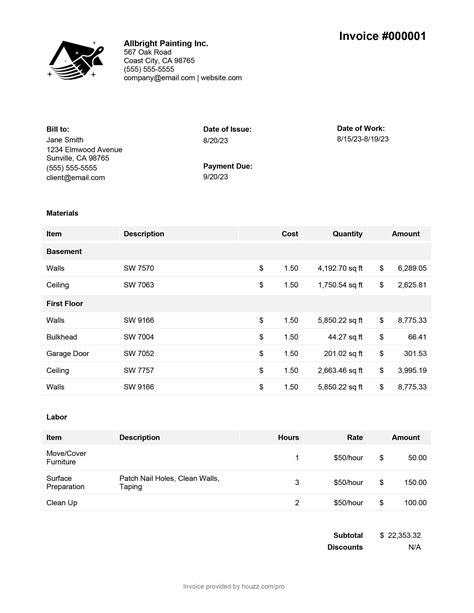 Painter Invoice Template with Customizable Logo Example