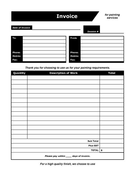 Painting Contractor Invoice Template Download