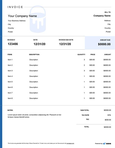 Painting Contractor Invoice Template Excel