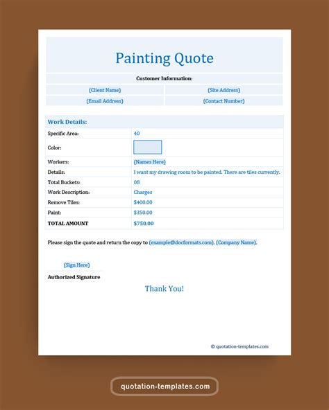 Painting Quote Template in Microsoft Word