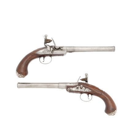 Pair of 20-Bore Flintlock Pistols by Griffin & Tow