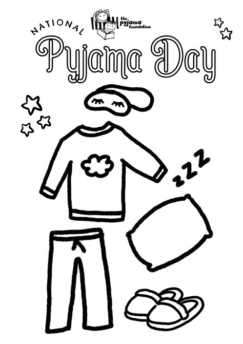 Pajama Day Coloring Page 3