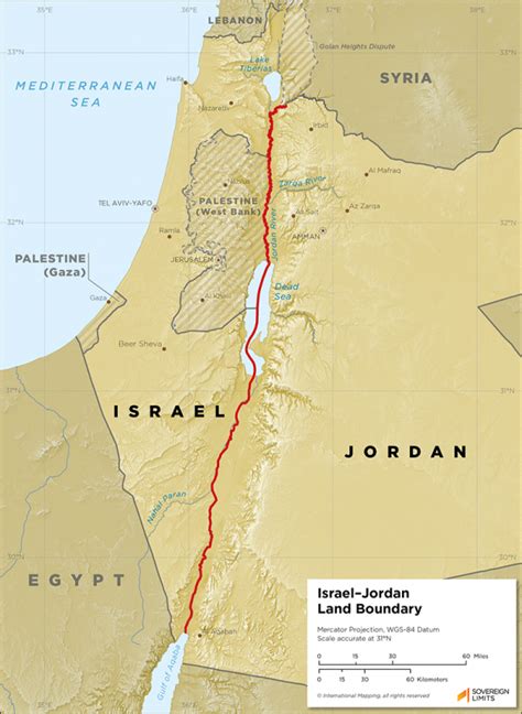 Map of Palestine-Jordan border