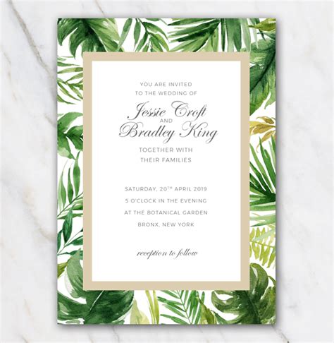 Palm Leaf Template for Invitations