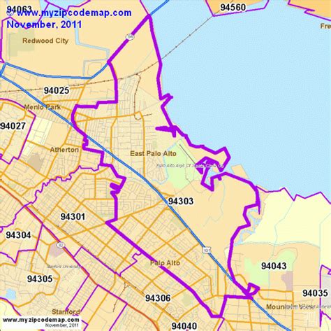 Map of Palo Alto Zip Codes