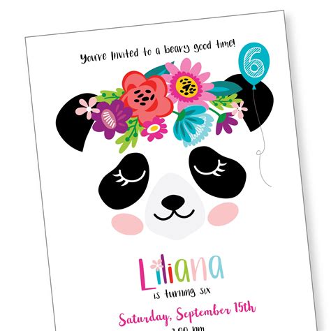 Panda Face Birthday Invitation