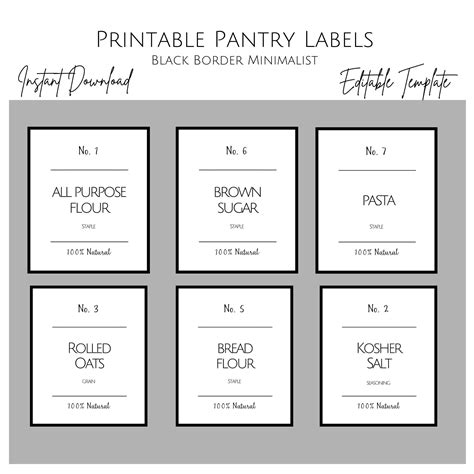 Pantry Labels Template