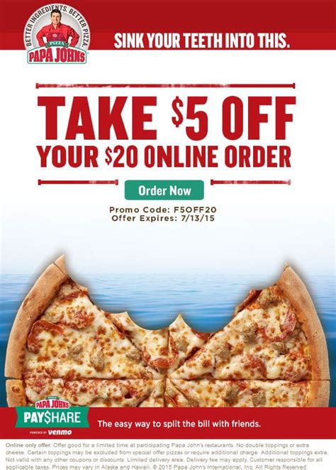 Papa Johns No Delivery Fee Offer