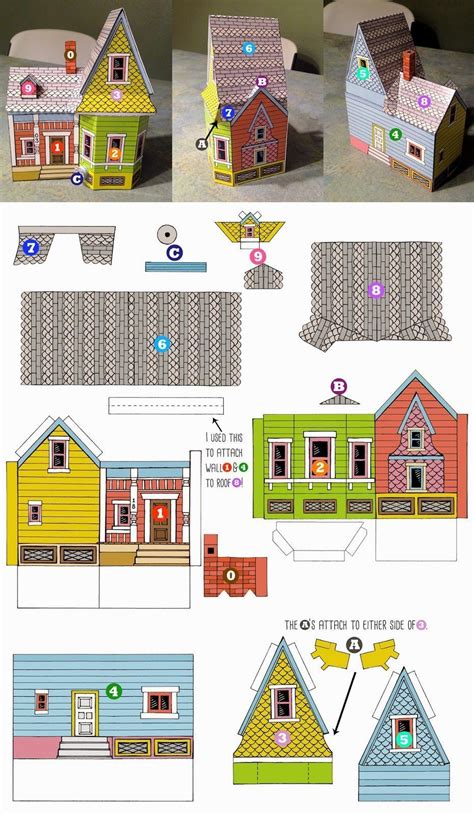 A colorful paper dollhouse template