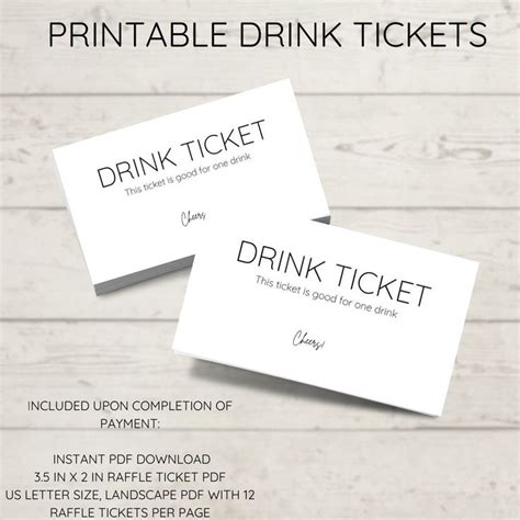 Paper drink tickets for events