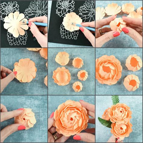 Paper flowers petal shaping