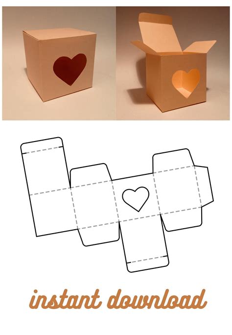 Paper Heart Box Template Free Download