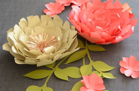 Paper peony flower template sizes