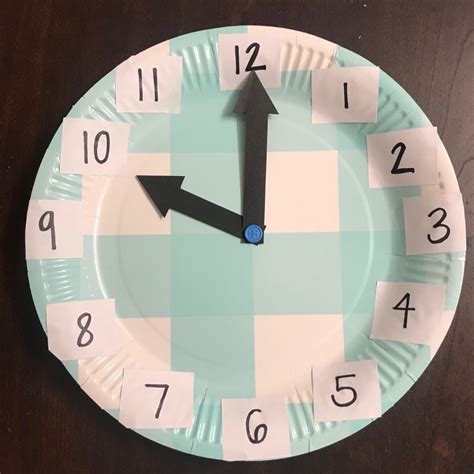 A paper plate clock template with pictures