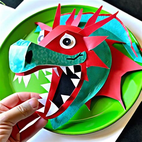 A paper plate Chinese dragon puppet