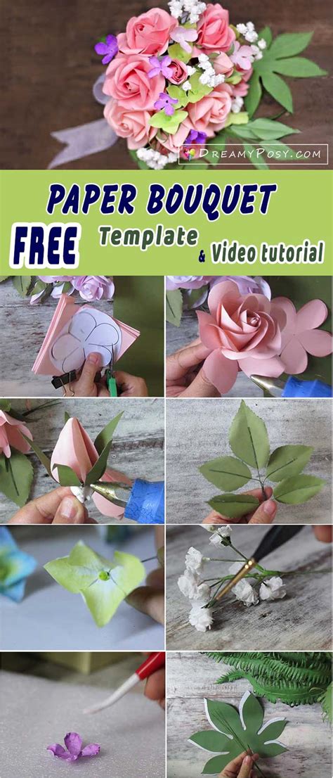 Paper Rose Bouquet Template