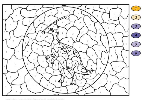 Parasaurolophus color by number printable