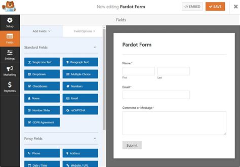 Pardot form layout templates