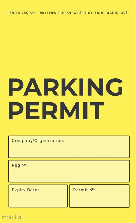 Parking Permit Template Design