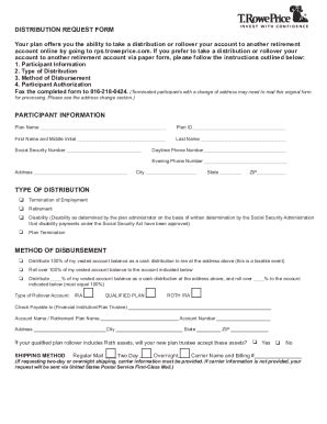 Participant Distribution Request Form Guidelines