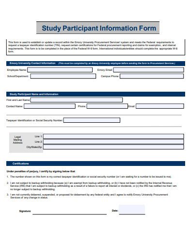 Participant information form