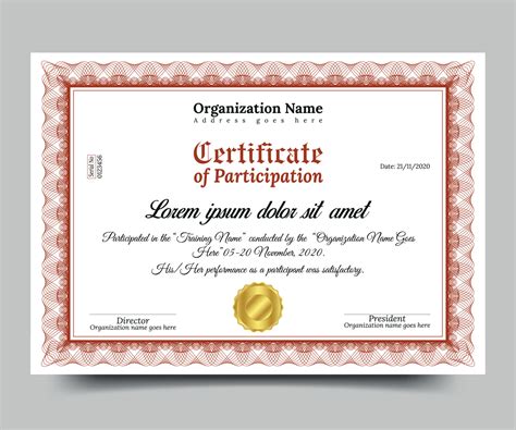 Participation Certificate Template Designs