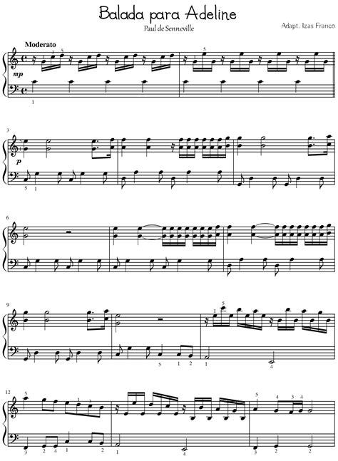 Partitura musical para piano