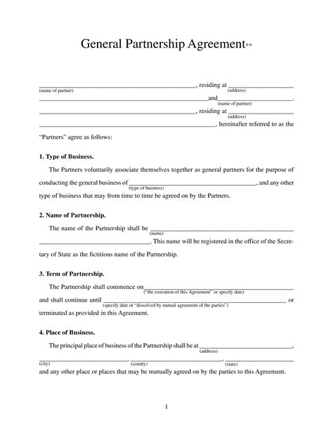 Partnership Agreement Document