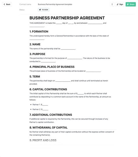 Partnership Agreement Template