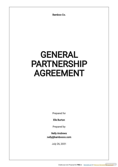 Partnership Agreement Template Sample 3