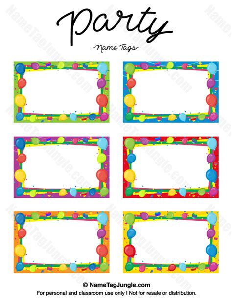 Party Name Tag Template