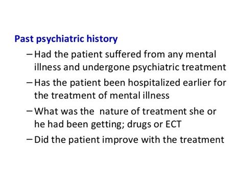 Past psychiatric history in a psychiatric H&P template